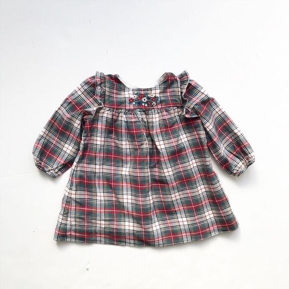 Babygap plaid floral embroidery dress EUC 6-12m - Picture 1 of 2